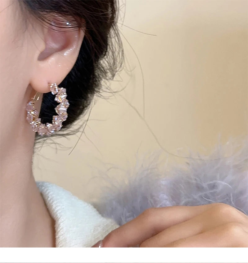 Women's Gold-Tone Cubic Zirconia Hoop Earrings