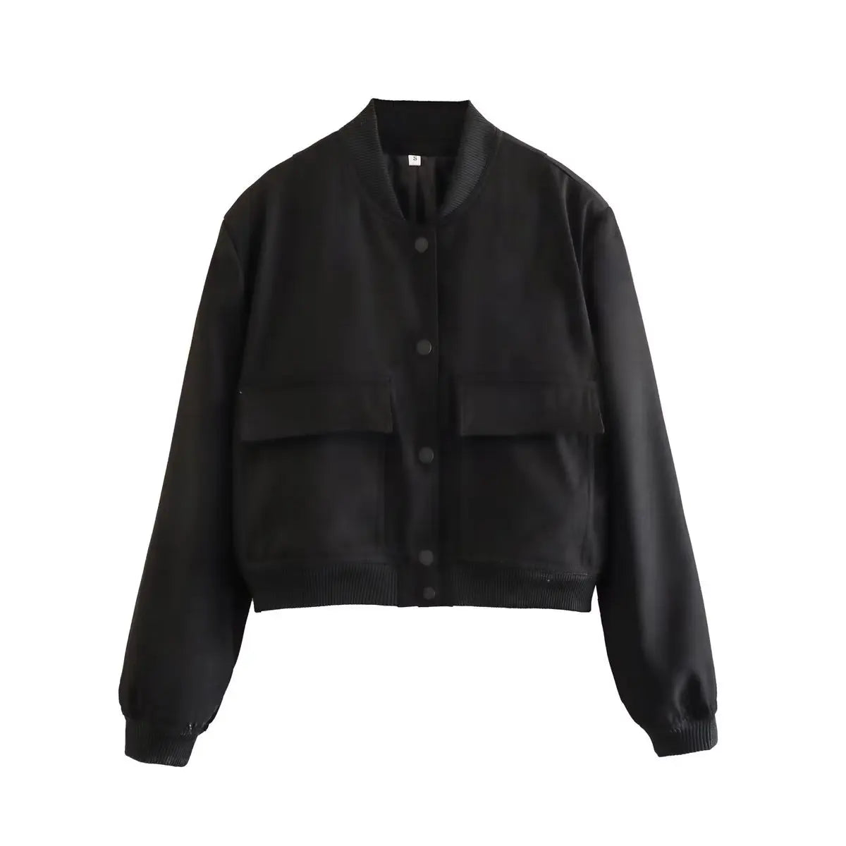 Women Fashion Solid Bomber Jackets Coat With Pockets V-Neck Single Breasted Long Sleeves