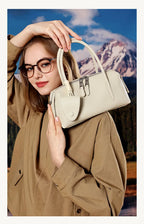 Women's Genuine Leather Bowling Shoulder Bag – Vintage Cowhide Crossbody