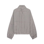 Women's Jacket Plaid Turtleneck Single-Breasted Button Full-Sleeve Loose Demi-Season Bomber Coat
