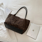 Women's Leopard Print Faux Leather Tote Shoulder Bag