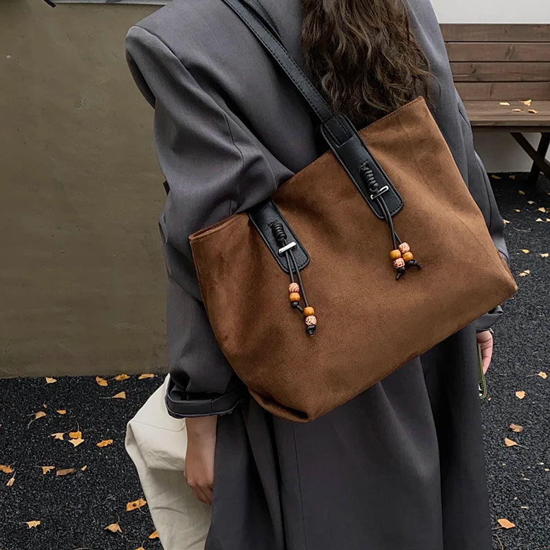 Women's Soft Faux Leather Tote Shoulder Bag with Zipper Closure