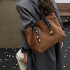Women's Soft Faux Leather Tote Shoulder Bag with Zipper Closure