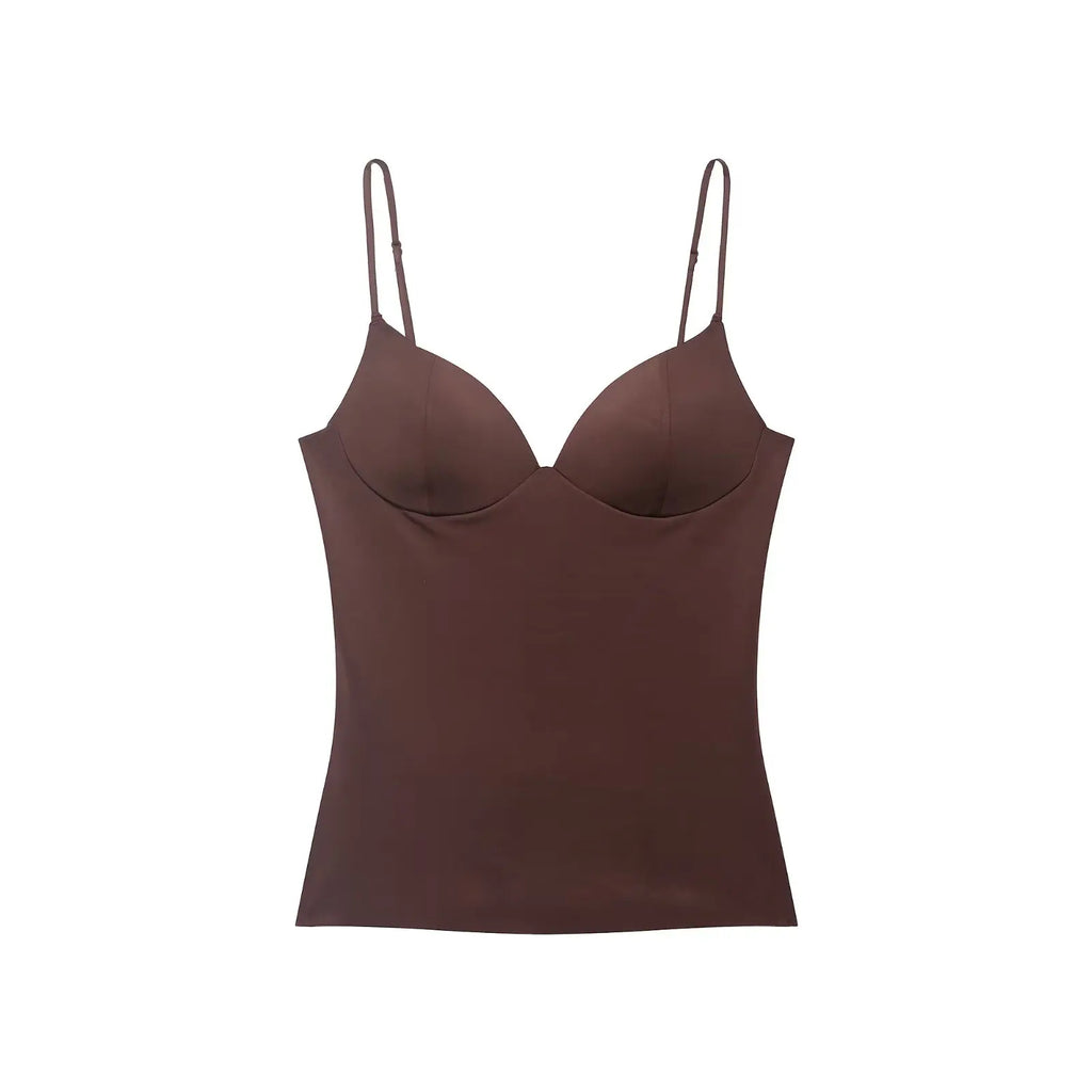Women's Top Solid Backless Corset V-Neck Thin-Strap Cami Tank Top
