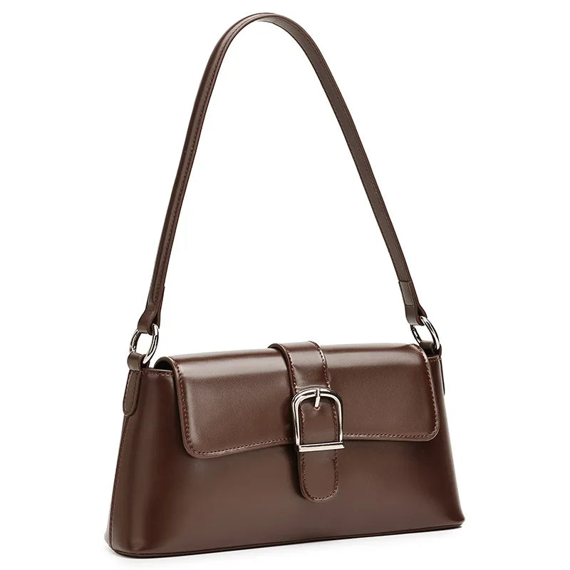Women's Genuine Leather Baguette Shoulder Bag – Vintage Cowhide Crossbody