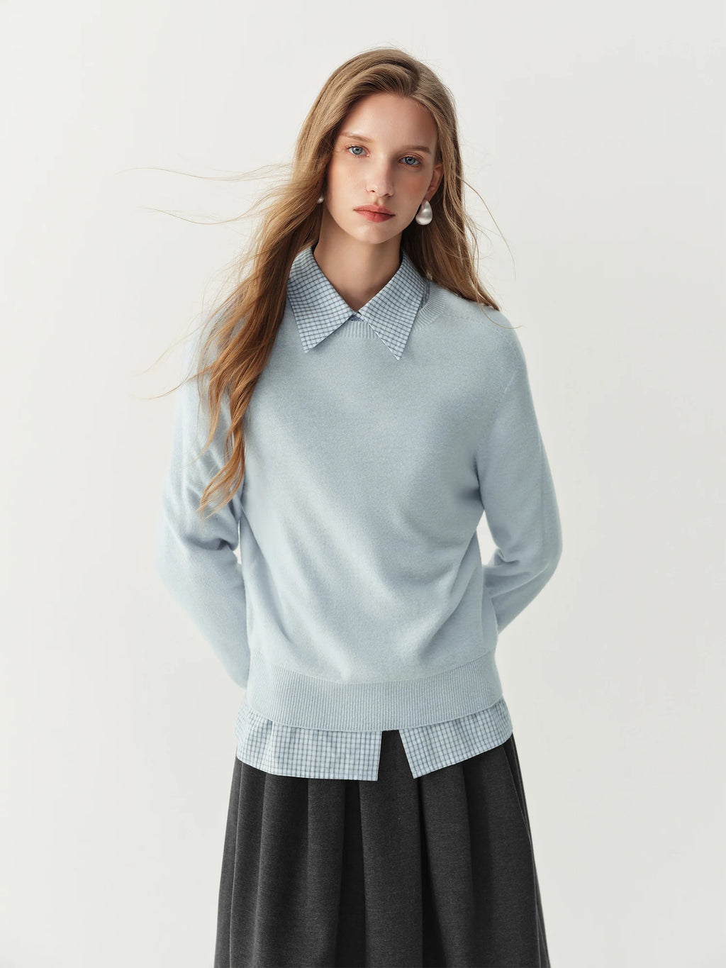 Women's Sweater 100% Wool Crew-Neck Pullover Regular Fit Full-Sleeve Soft Warm Knit Casual Office Winter