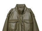 Women's High-Neck Zip-Up Moto Jacket with Pockets