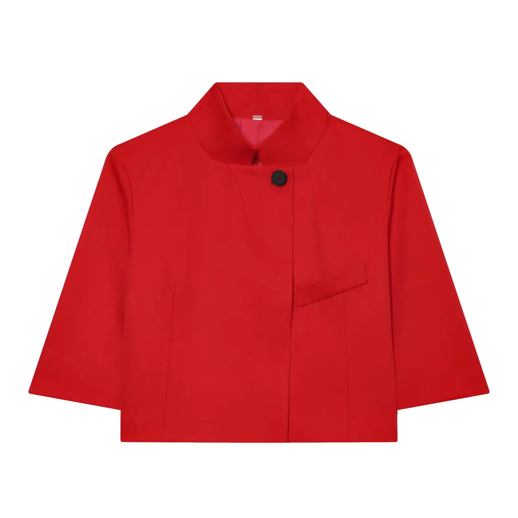 Casual Women Turtleneck Blazer Simple and Comfortable Half Sleeve Solid Color Texture Elegance High Street Coat