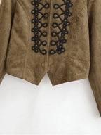 Women's Retro Military Cropped Jacket – Elegant Slim Fit