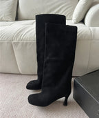 Women's Faux Suede Square Toe Knee-High Boots