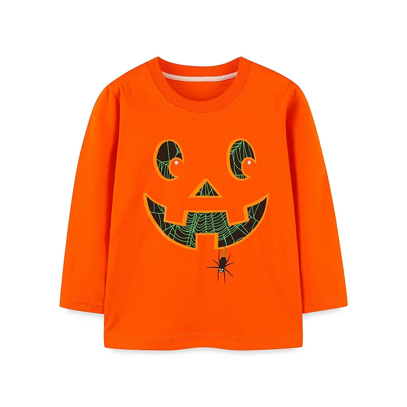 Boys' T-Shirt Cotton Cartoon Halloween Print Short-Sleeve O-Neck Kids Top 3Pcs