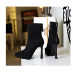 Women’s Suede Ankle Boots – Pointed Toe Platform Stiletto