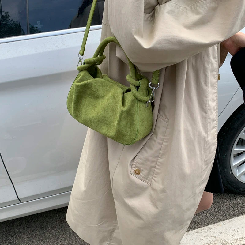 Women's Faux Suede Leather Crossbody Bag with Short Handle