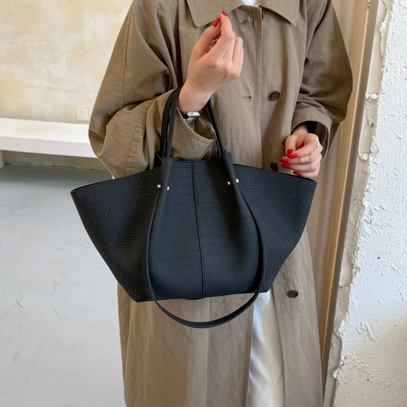 Women's Tote Bag Vintage Large-Capacity Soft PU Leather Hasp Shoulder Bag with Phone Pocket