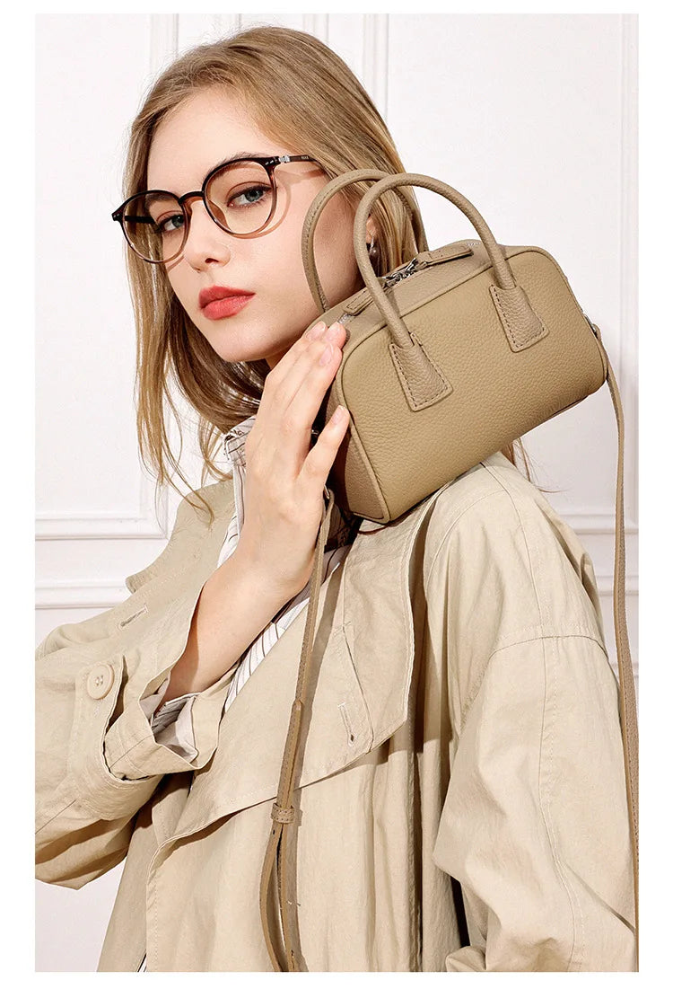 Women's Genuine Cowhide Leather Satchel – Pillow Crossbody Shoulder Bag