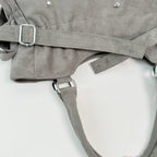 PU Leather Vintage Tote Bag – Rivet Detail, Adjustable Strap, 37×20×9 cm