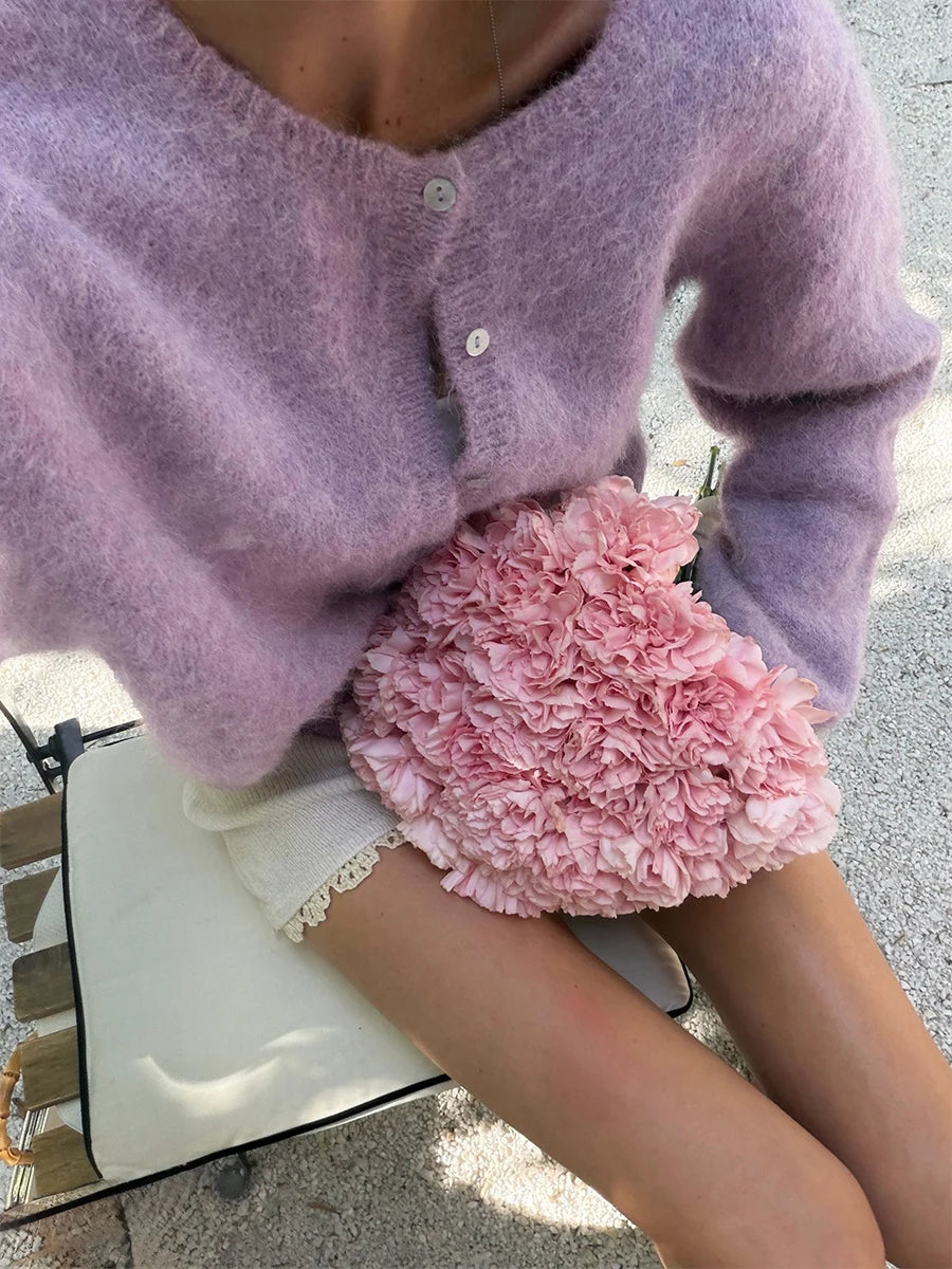 Women's Cardigan Single-Breasted O-Neck Button Knit Regular Fit Full-Sleeve Office Lady Spring Autumn Sweater