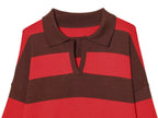 Women's Striped Polo Sweater Casual Long Sleeve Loose Pullover
