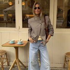 Women's Autumn Blazers Jackets 2026 High Neck Double Button Fashion Elegant Blazers