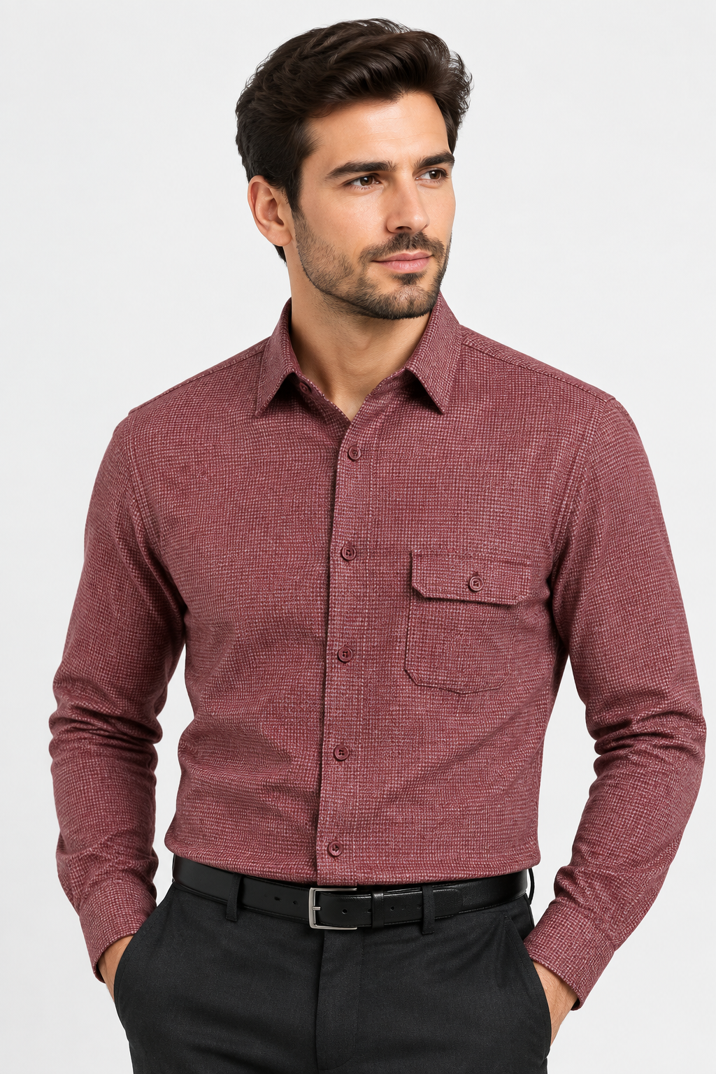 Men's Shirt 100% Cotton Plaid Striped Batik Turn-Down Collar Full-Sleeve Single-Breasted Casual Top