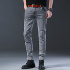 Men's Jeans Slim Fit High-Stretch Straight Leg Mid-Rise Gray Casual Denim Pants