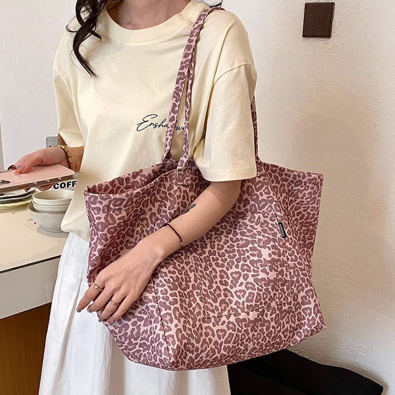 Women's Large Capacity Canvas Tote Bag – Retro Casual Shopper Shoulder Bag