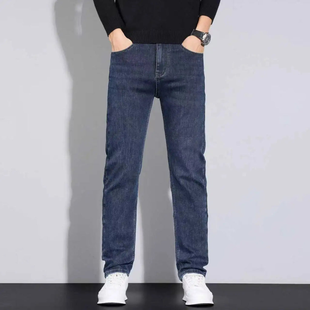New Style Business Men's Jeans Casual Straight Stretch Fashion Classic Blue Black Work Pant Denim Trousers Male Clothing