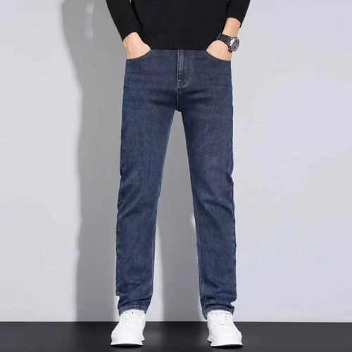 New Style Business Men's Jeans Casual Straight Stretch Fashion Classic Blue Black Work Pant Denim Trousers Male Clothing