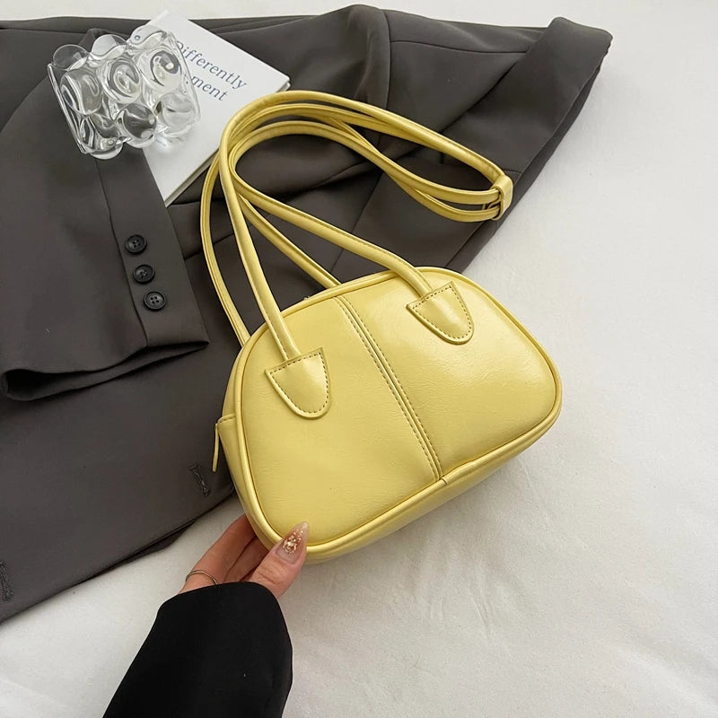 Mini Shoulder Bags Zippper Pu Leather Simple Solid Handbags Yellow 21cmx15cmx7cm Sbeef1998fbfd41719f7f83c09b9755c1q STYLEINGER