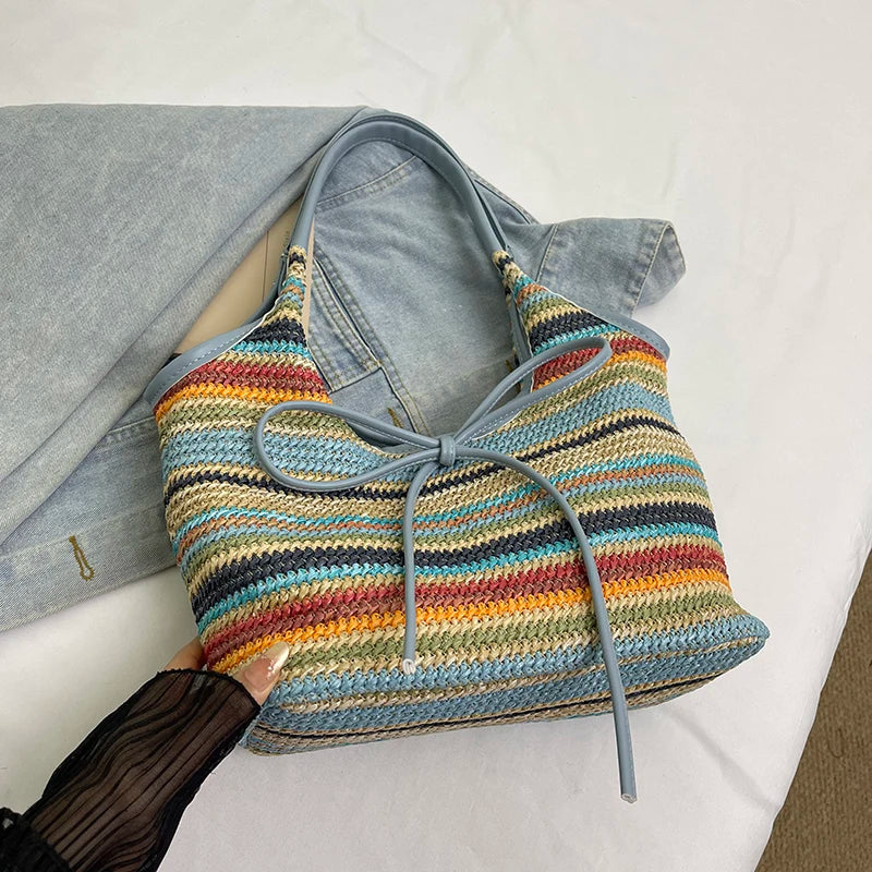 Big Straw Weave Tote Bag for Women - Summer 2025 Blue 20cmx41cmx13cm Sbf74b8c2f3924edab36fd0974eb24b38T STYLEINGER