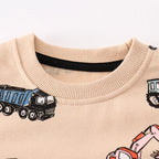 Boys' Sweatshirt Cotton Cartoon Excavator Print Pullover Full-Sleeve Autumn Kids Top