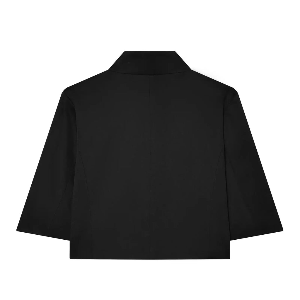 Casual Women Turtleneck Blazer Simple and Comfortable Half Sleeve Solid Color Texture Elegance High Street Coat