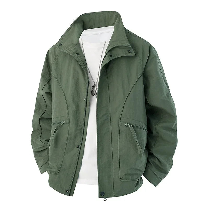 Men's Slim-Fit Zip-Up Baseball Collar Jacket