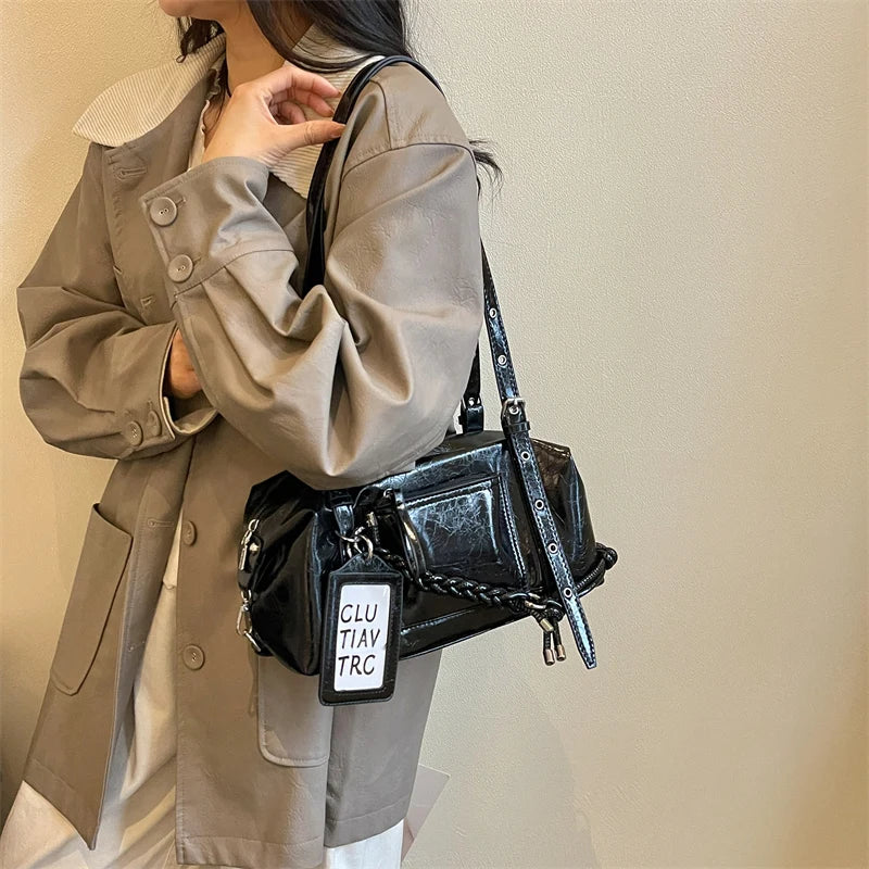 Women's PU Leather Underarm Shoulder Bag – Zipper, Adjustable Strap