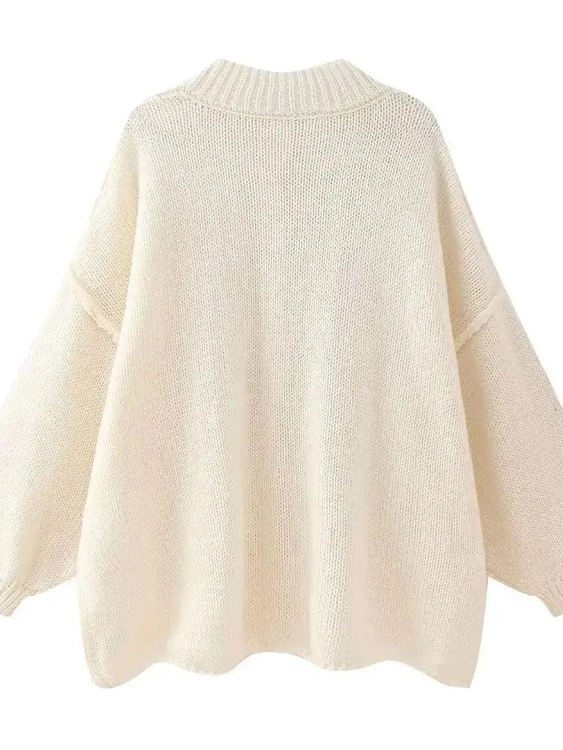 Button Cardigan Round Neck Lantern Long Sleeves Knit Outwear Sc1bdf11b28374714978c8b7fe3066372g STYLEINGER