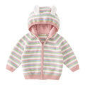 Dave & Bella Girls' Striped Hooded Knit Jacket – Cotton Zip-Up Cardigan for Kids