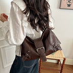 Women's PU Leather Hobo Underarm Shoulder Bag - Retro Style, Hasp Closure