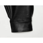 Women's Jacket Vintage Solid Faux Leather Belted Turn-Down Collar Full-Sleeve Short Loose Thick Outerwear Coat