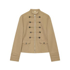 Casaco Feminino Estilo Militar com Fecho e Detalhes de Botões