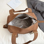 Women's Shoulder Bag Vintage Baguette-Shape PU Leather Zipper Crossbody Bag with Phone Pocket