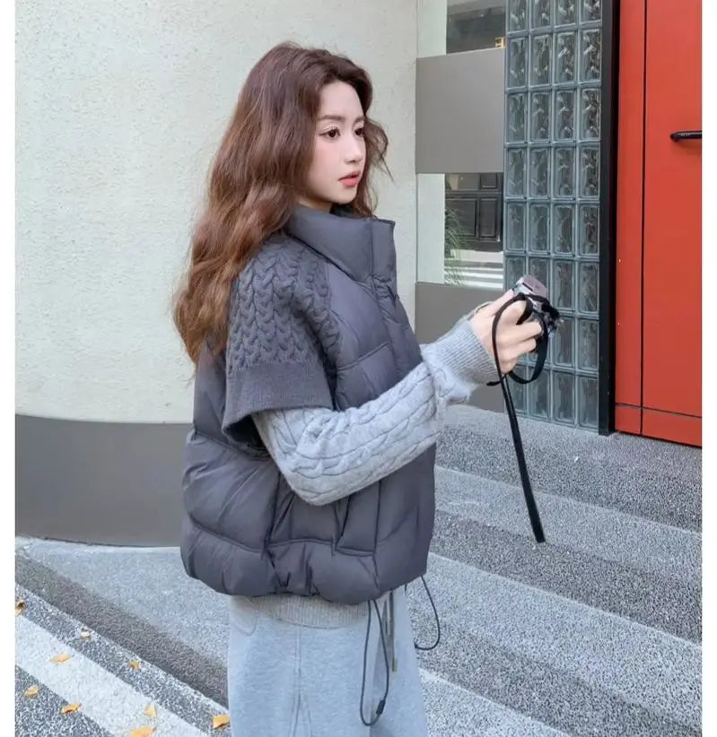 Women's Quilted Puffer Vest with Stand Collar