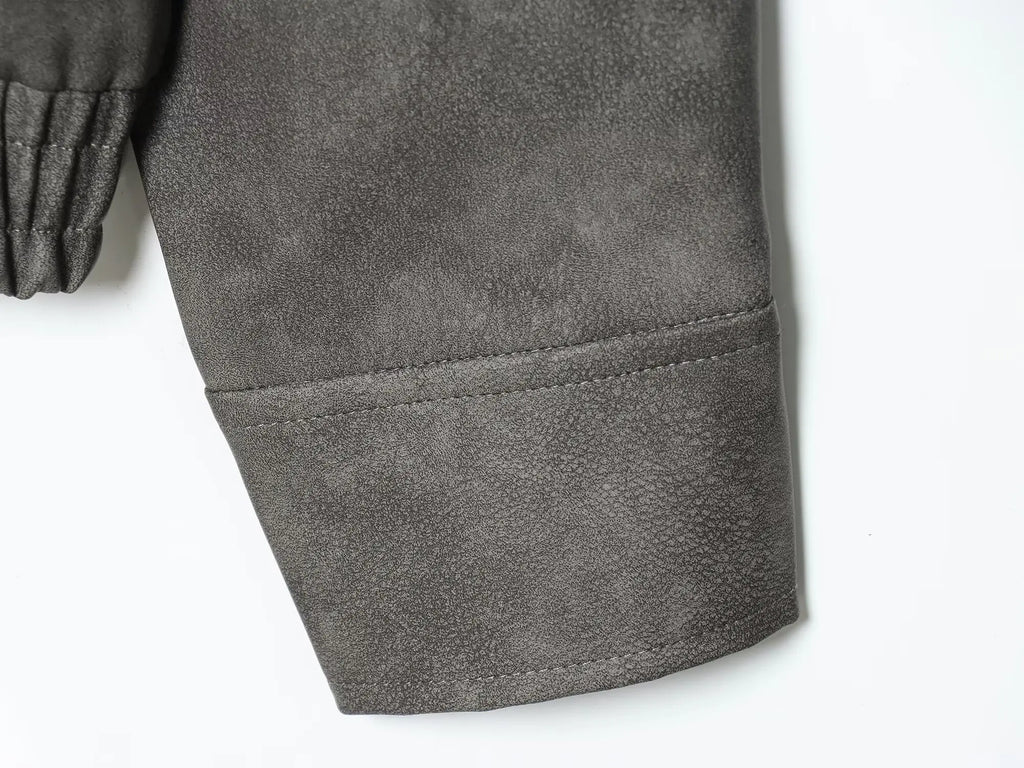 Women's  Faux Fur Collared Zip-Up Jacket with Pockets