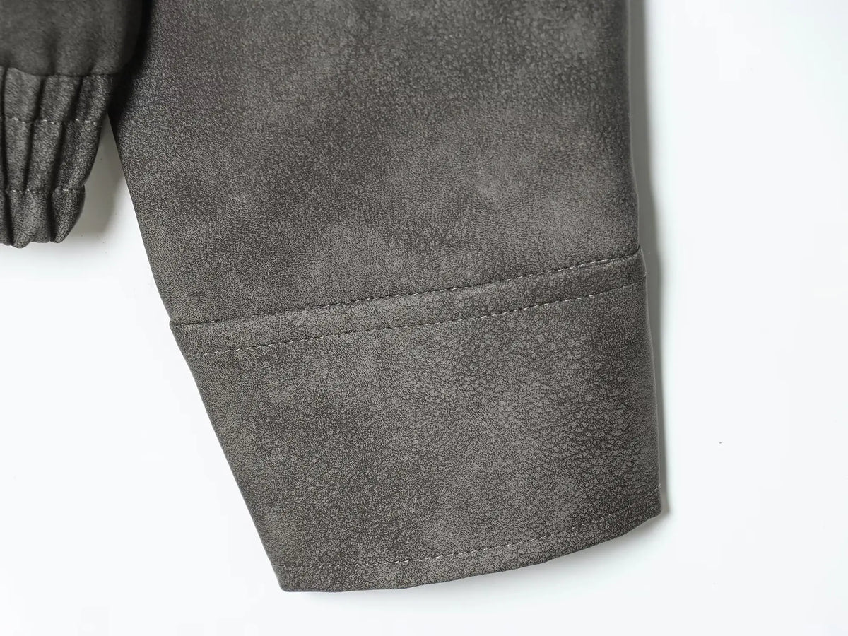 Women's  Faux Fur Collared Zip-Up Jacket with Pockets