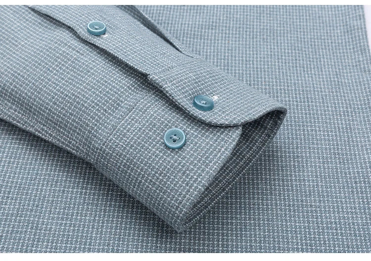 Luxury High-Quality 100% Cotton Houndstooth Full Shirts for Men Slim Fit Casual Shirt Long-Sleeve Plaid Soft Designer Clothes Ro