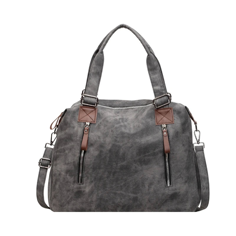 Women's Faux Leather Shoulder Bag with Zipper Closure