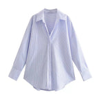 Camicia Oversize Donna con Bottoni - Top Casual Estivo a Maniche Lunghe