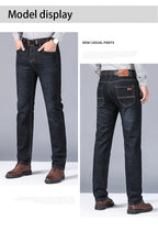 Men's Soft Straight Denim Pants Classic Business Black Biker Jeans Overalls Masculino Pantalone Hombre Mannen Homme