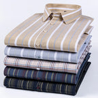 Plus Size 14XL 100%Cotton Long-Sleeve Shirts for Men Slim Fit Formal Plain Shirt Soft Plaid Striped Tops Office Elegants Clothes