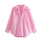 Camicia Oversize Donna con Bottoni - Top Casual Estivo a Maniche Lunghe