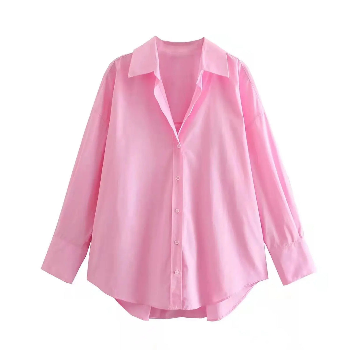 Camicia Oversize Donna con Bottoni - Top Casual Estivo a Maniche Lunghe